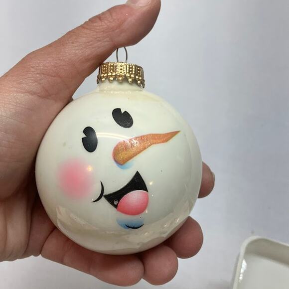 Snowmen Hand Painted 3” Bulb Tree Ornaments Christmas By KREBS Made  in USA(4) - Picture 2 of 4